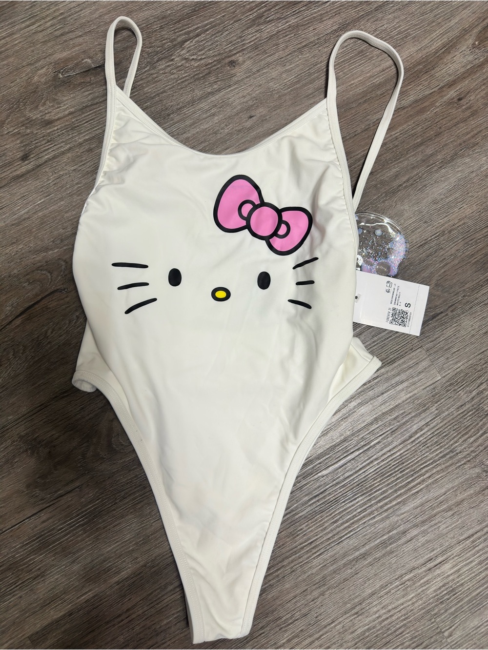 Hello Kitty Cream Swimsuit with Pink Bow for Kids